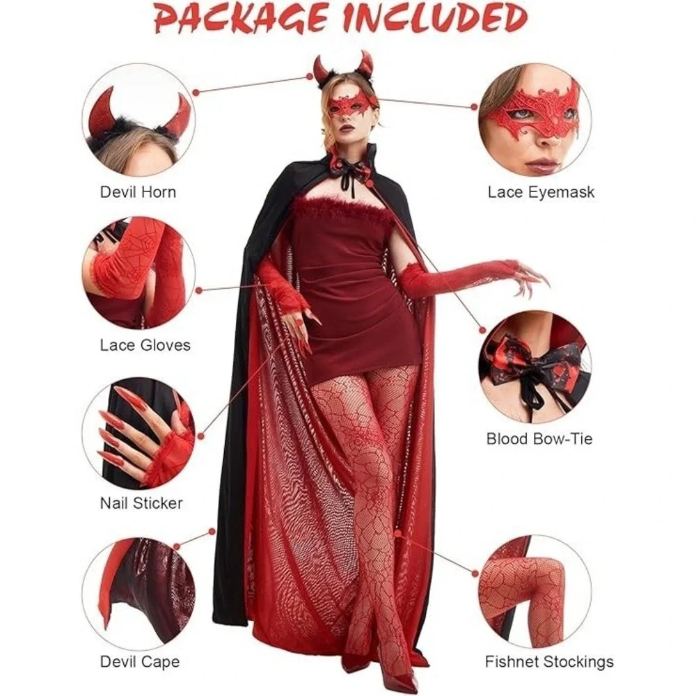 Halloween Costumes for Women Adult Devil Costume Women Outfit Set